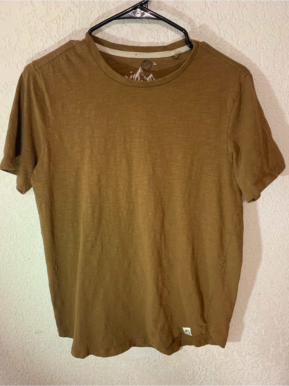 Free Planet Men's Olive-Brown Crew Neck Short Sleeve Tee